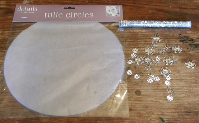 Tulle circles and beads from our local dollar store