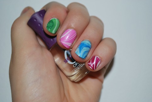 The Water Marbling technique is a fun nail art project that makes it look