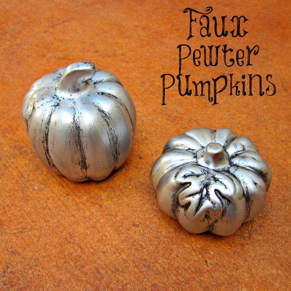 faux pewter pumpkins