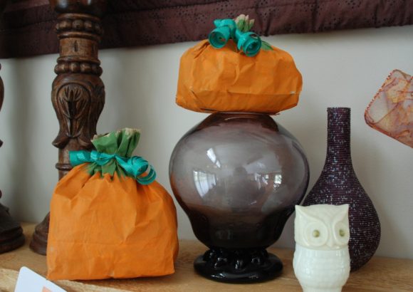 painted paper bag pumpkins