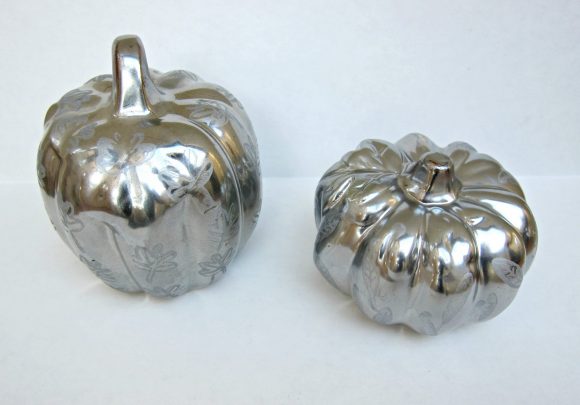 Faux etched mercury glass pumpkins (via dollarstorecrafts.com)