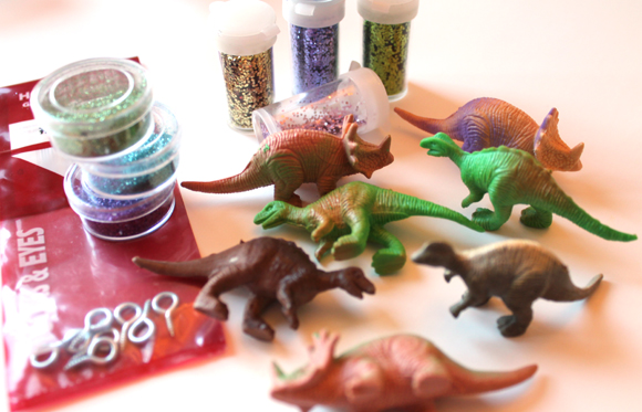 glitter dinosaur ornaments supplies glitter hooks dinos