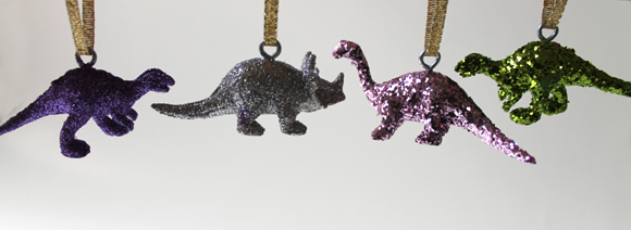 glitter sparkle dinosaur christmas ornaments