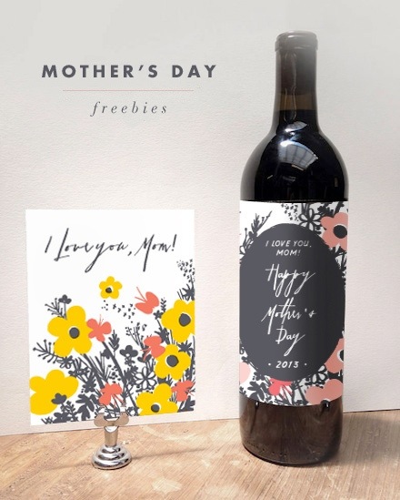 printable mother's day card and wine bottle label