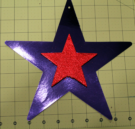 shiny red and blue star