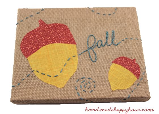 Cute fall burlap stitching project by Handmade Happy Hour 