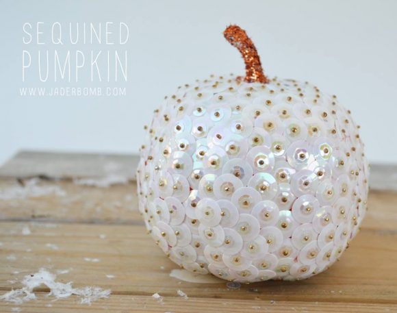 Sequined pumpkin idea - very glam! Could use dollar store pumpkin for this - by Jaderbomb