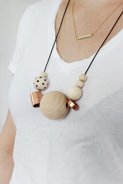 wood and copper necklace