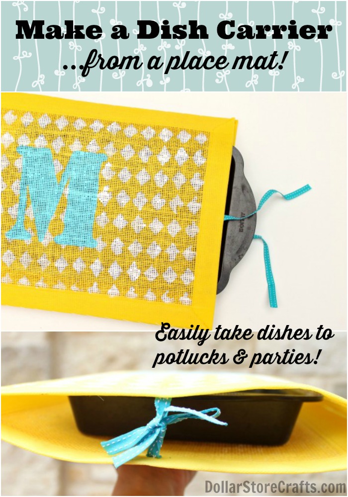 Make a dish carrier -- from a place mat! Great for taking hot dishes to potlucks & parties!