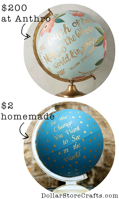 Tutorial: Anthropologie Globe Knockoff - I loved the look and the idea behind this $200 globe at Anthro, so I made my own version.