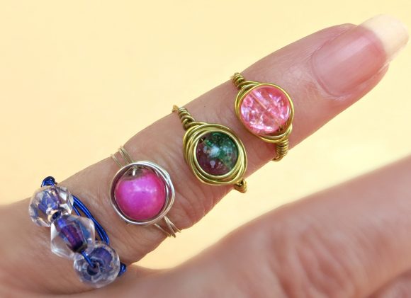 wire wrapped rings DIY