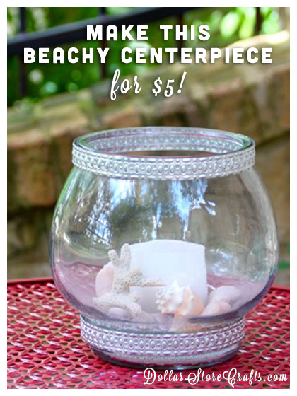 Coastal decor is a great way to incorporate beach items into your decorating, and summertime is the perfect time for maritime themed items.  Here's how you can take an old fish bowl and turn it into a catalog worthy centerpiece, for just a few bucks.