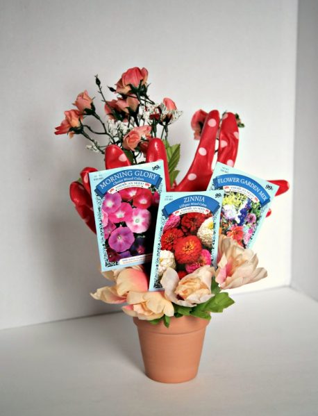 Make a Gardening Themed Bouquet - from dollar store stuff!