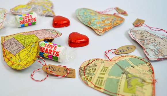 map heart treat bags