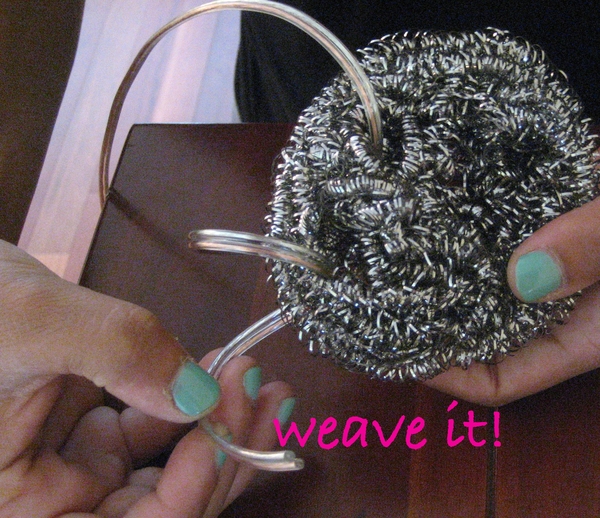 weave speaker wire into scrubber