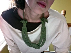 recycled tshirt braided necklace