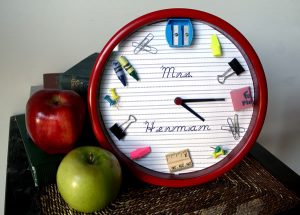school supply clock