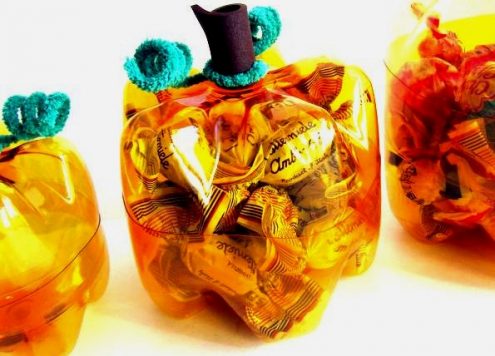 recycled bottle pumpkin