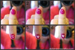 how to make a heart on finger nails