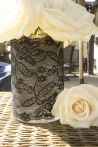 lace covered vase