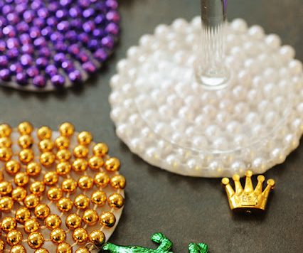 mardi gras beads coasters