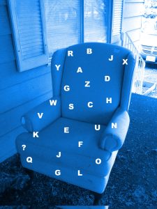 Wingback chair random letters