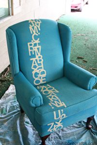 blue typography chair