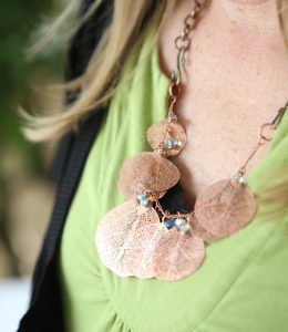 styled copper leaf necklace