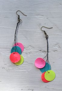 DIY paper bead neon earrings