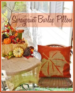 Make a spray painted burlap pillow