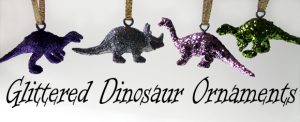 sparkly glitter dinosaur christmas ornaments from dollar store