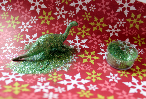 glitter dinosaur figurine craft ornament