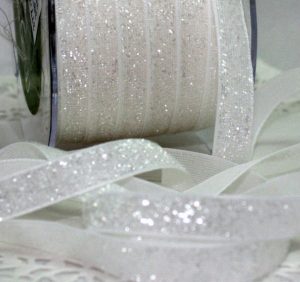 white velvet metallic ribbon