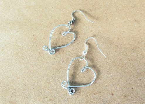 floral wire heart earrings