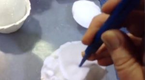 tuck felt circles into styrofoam to make a cupcake