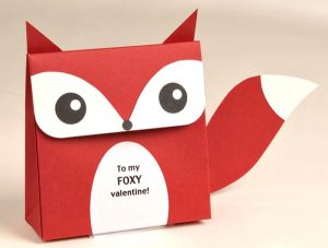 Free printable fox Valentine treat box