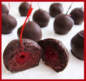 Valentine's Day recipe Sweet Chocolate Cherry Bombs, cake balls, cake pops