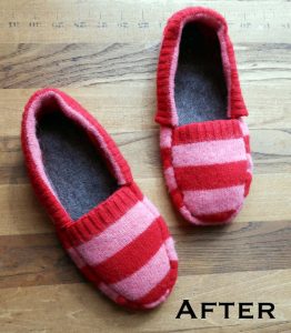 make slippers from an old sweater