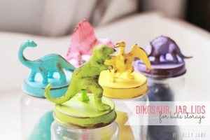 painted dinosaur jar lids
