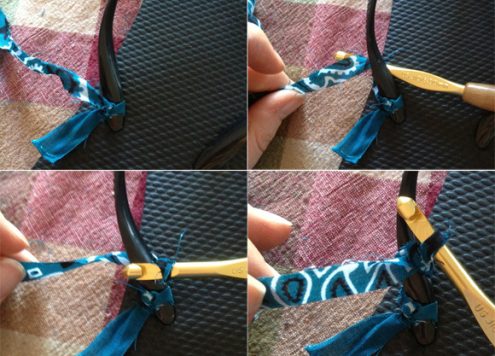 how to crochet around flip-flop straps - from dollarstorecrafts.com