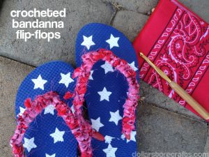 crocheted bandanna flip flops tutorial from dollarstorecrafts.com