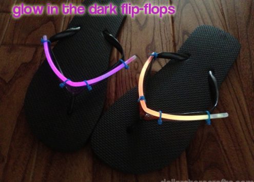 Glow in the dark Flip Flops tutorial - DollarStoreCrafts.com