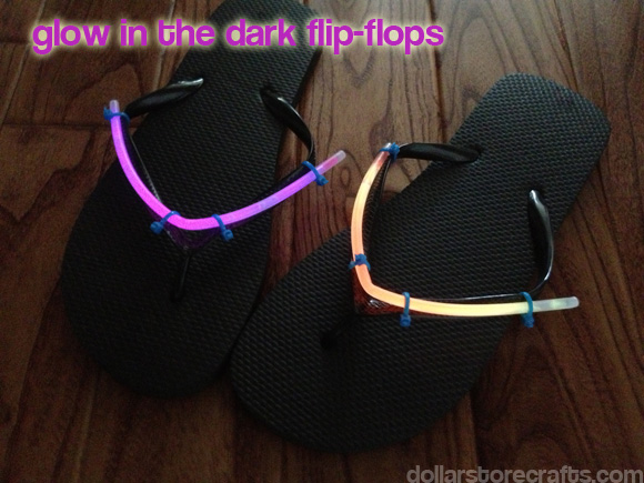 Glow in the dark Flip Flops tutorial - DollarStoreCrafts.com