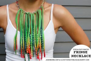 Dyed & Dotted Fringe Necklace DIY by Jaderbomb