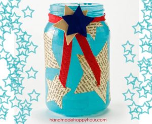 Upcycle a jar into an adorable patriotic candle holder - by Cathie Filian
