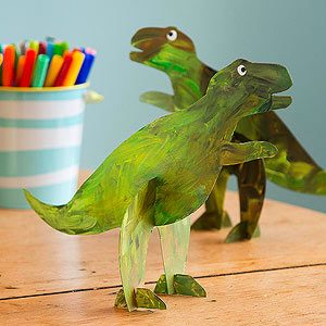 finger painted dinosaur toys