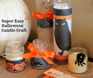 Super easy halloween candle craft - dress up dollar store candles!