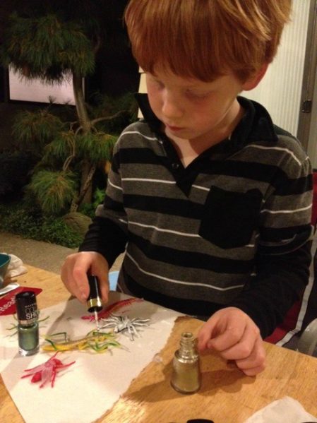 painting dollar store bugs with nail polish - my kids loved this project!