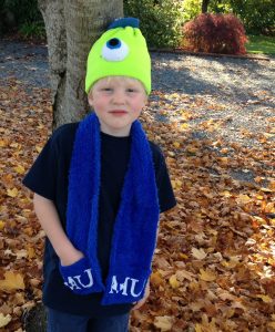 Monsters U Hat & scarf project - simple sewing project from dollarstorecrafts.com