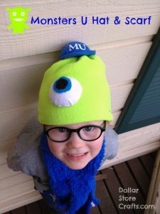 Monsters University Craft: Sew a hat and scarf from dollar store microfiber cloths